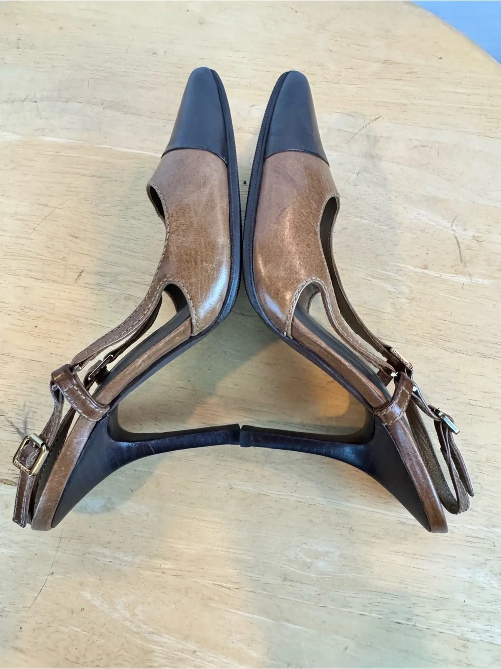 Tory Burch | Brown Two-Tone Slingback Kitten Heel, 7.5